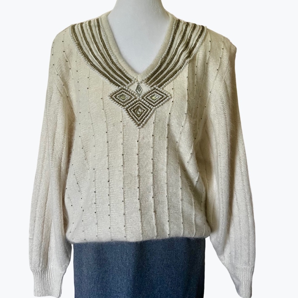 Vintage 1980’s Premier Designer Collection Silk & Angora Sweater Large
